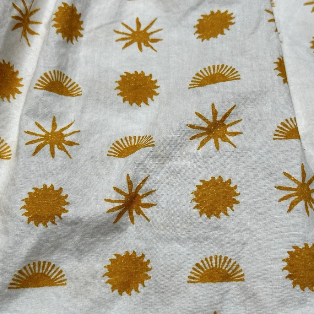 Anthropologie Women Size XL Agathe Marty Puff‎ Sleeve Blouse Sun Stars Print